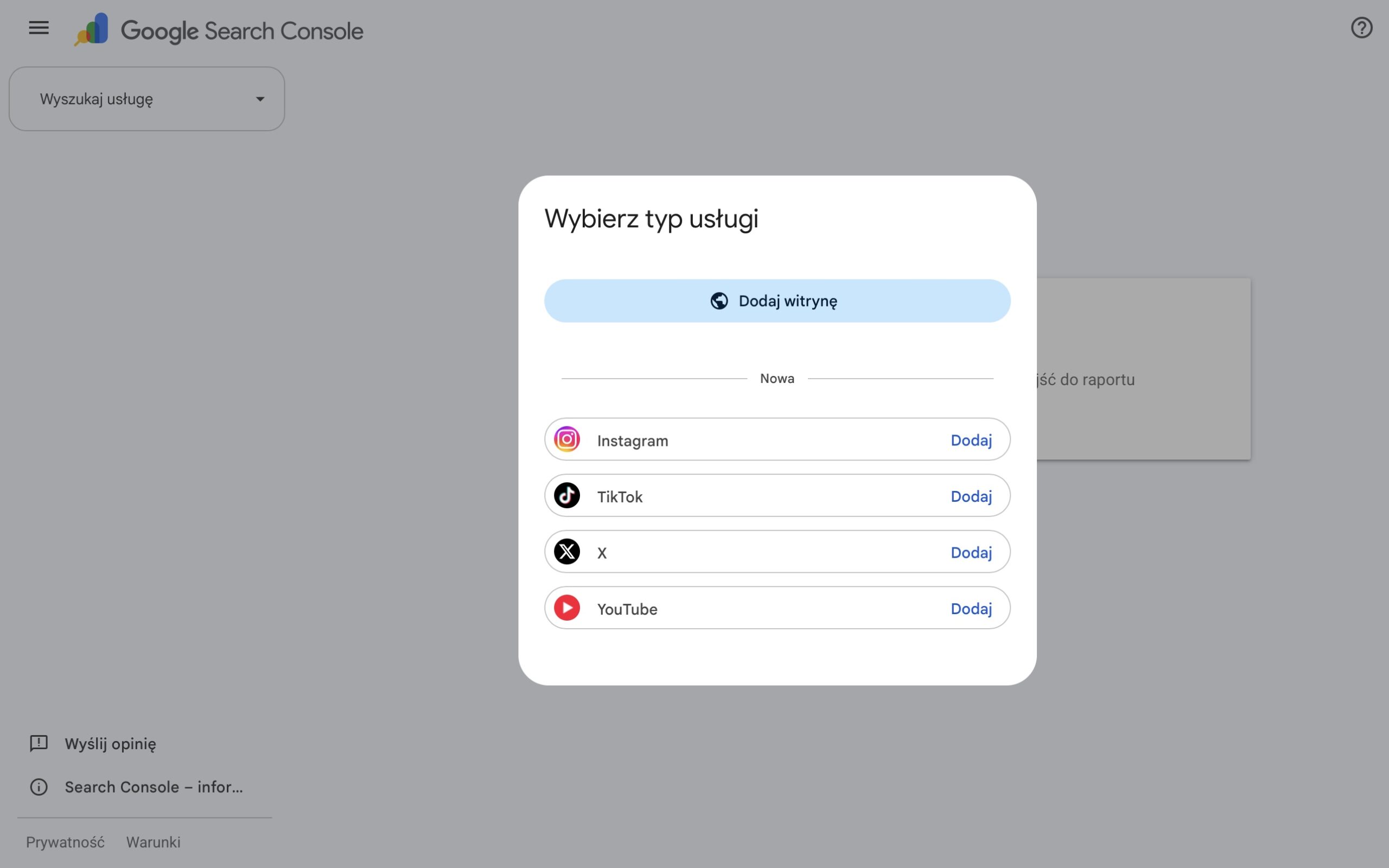 Instagram w Google Search Console